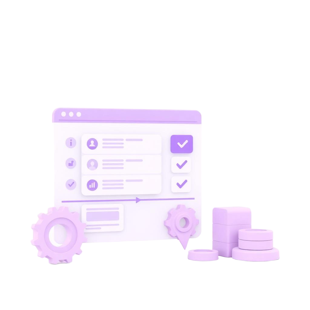 Project Manager — delivery board with timeline, gears and checklists